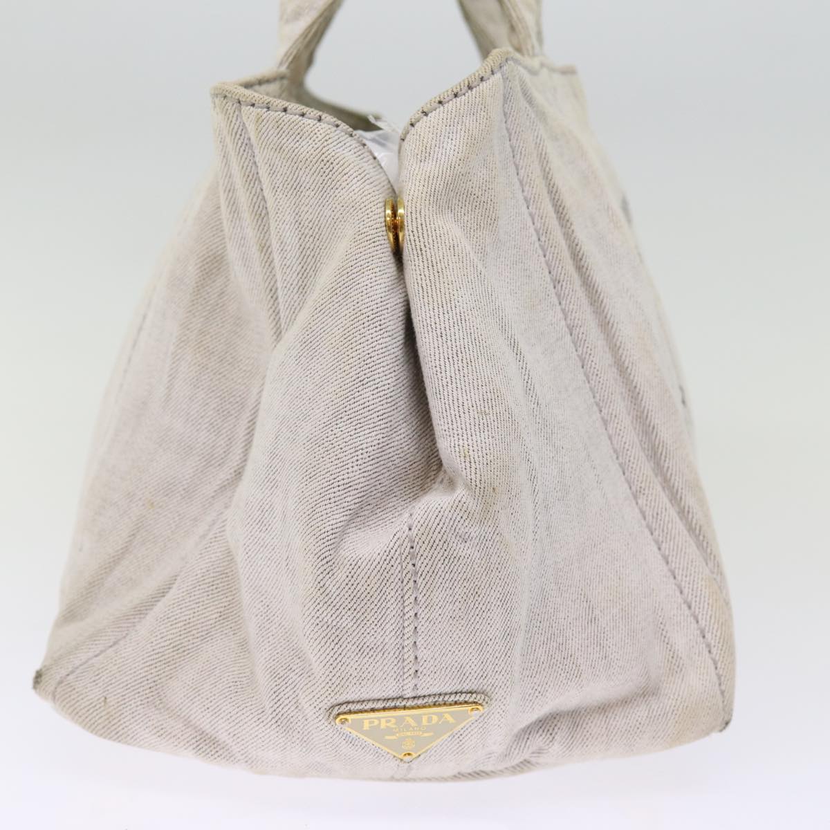 PRADA Canapa MM Hand Bag Canvas 2way Gray Auth 77360