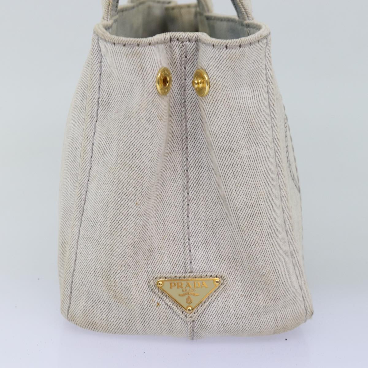 PRADA Canapa PM Hand Bag Canvas 2way White Auth 77362