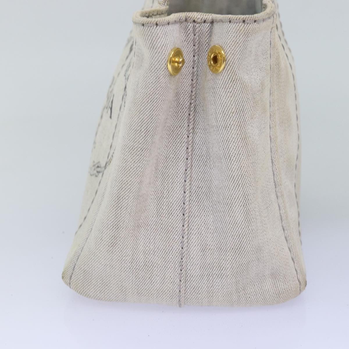 PRADA Canapa PM Hand Bag Canvas 2way White Auth 77362