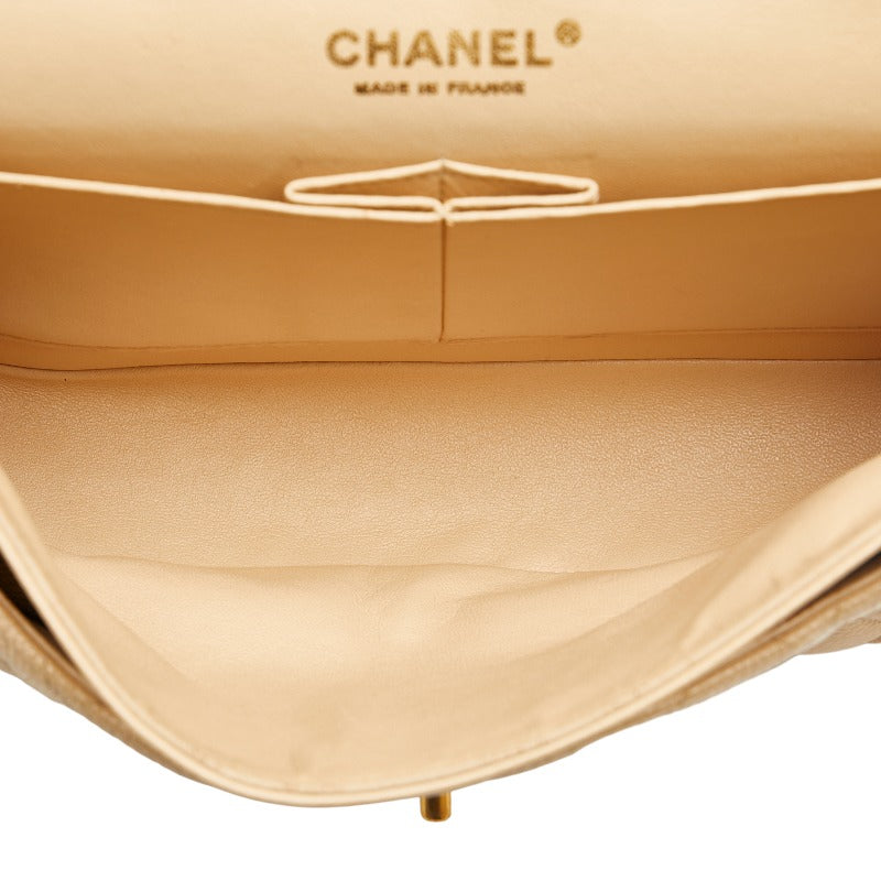 Chanel Matrases 25 Double Flat Chain houlder Bag Beige Caviar S  Chanel