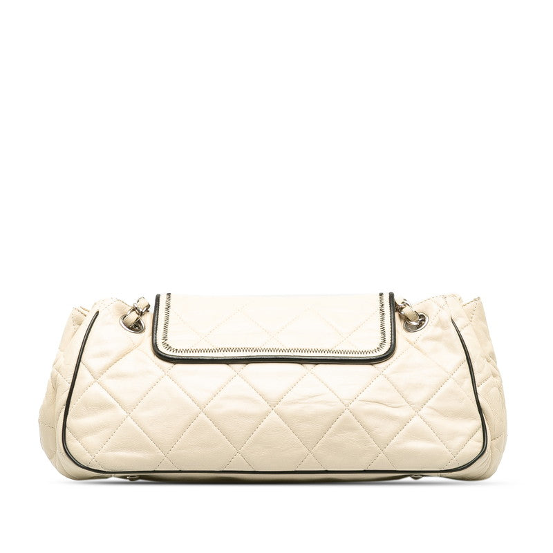 Chanel Matrasse Chain Shoulder Bag White Black   Chanel