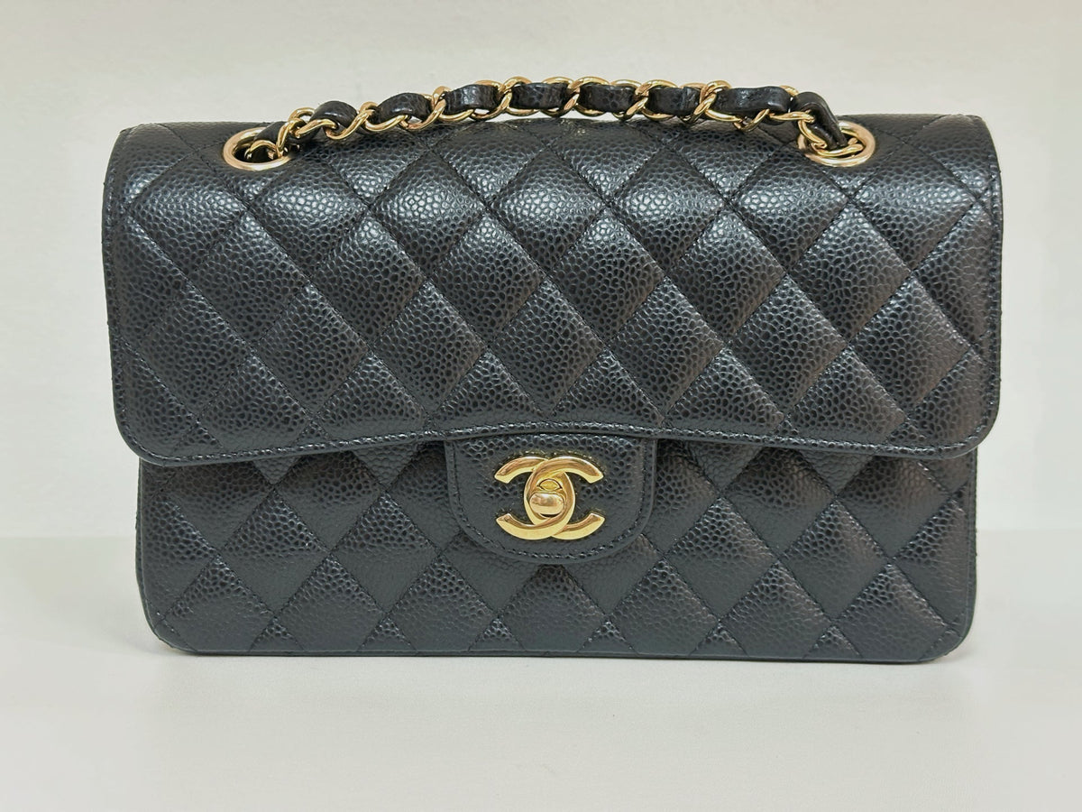 Chanel Small Classic Quilted Caviar Double Flap Bag Black