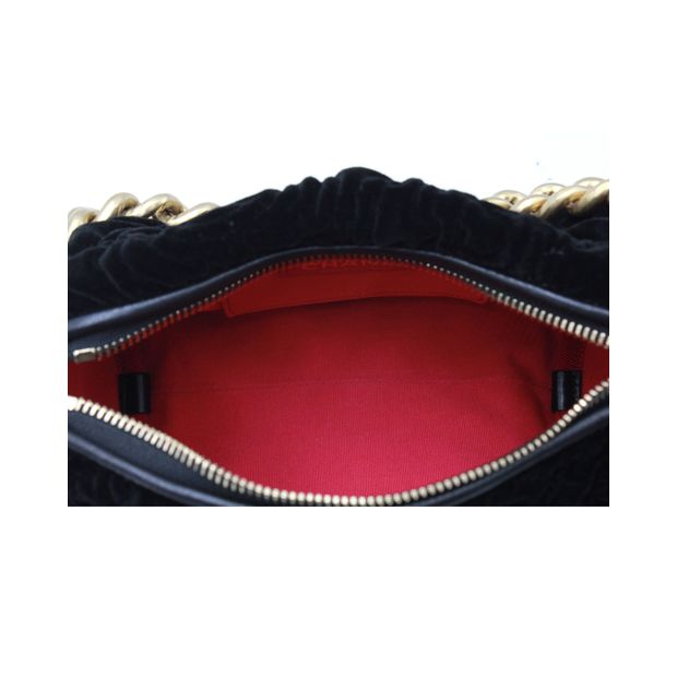 CHANEL Two-Way Chain Camellia Shoulder Bag in Black Velvet