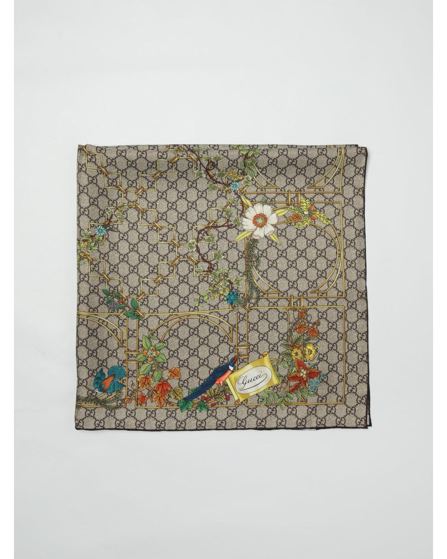 Gucci Floral Silk Scarf Women Sand Scarves Sand