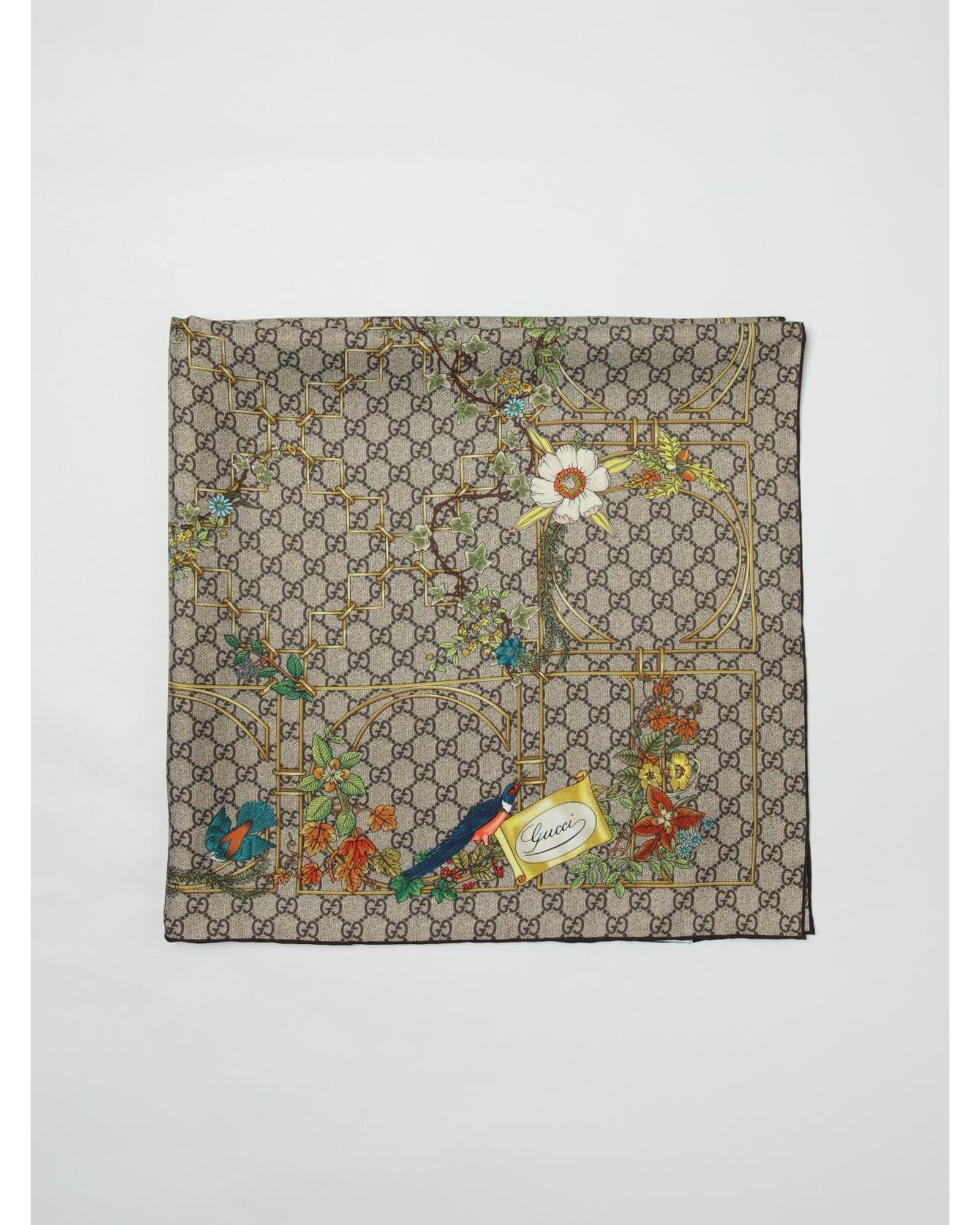 Gucci Floral Silk Scarf Women Sand Scarves Sand