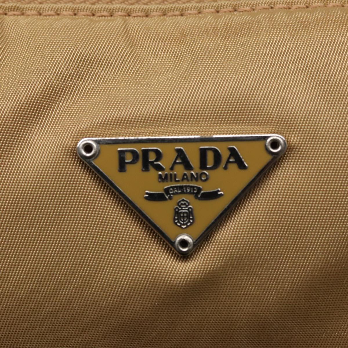 PRADA Accessory Pouch Nylon Beige Auth 77743