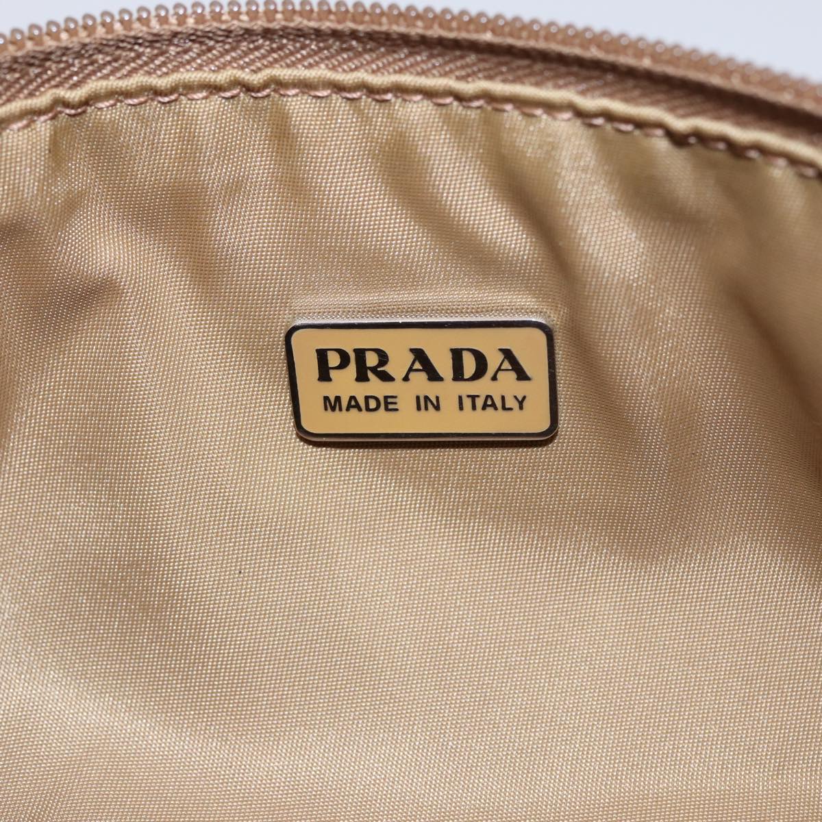 PRADA Accessory Pouch Nylon Beige Auth 77743