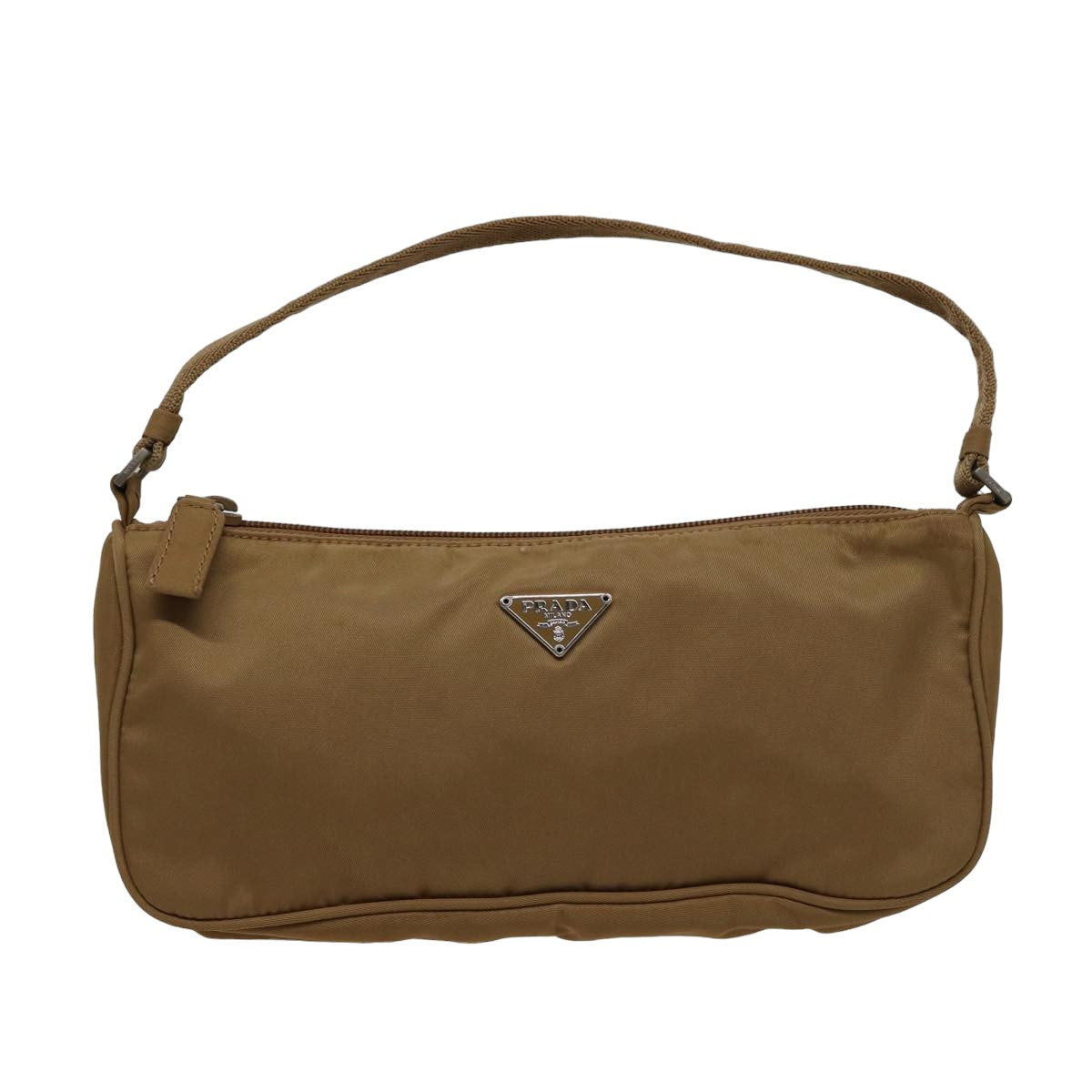 PRADA Accessory Pouch Nylon Beige Auth 77743