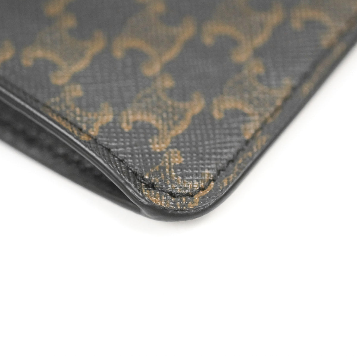 Celine Phone Pouch with Flap Black Triomphe Canvas Lambskin