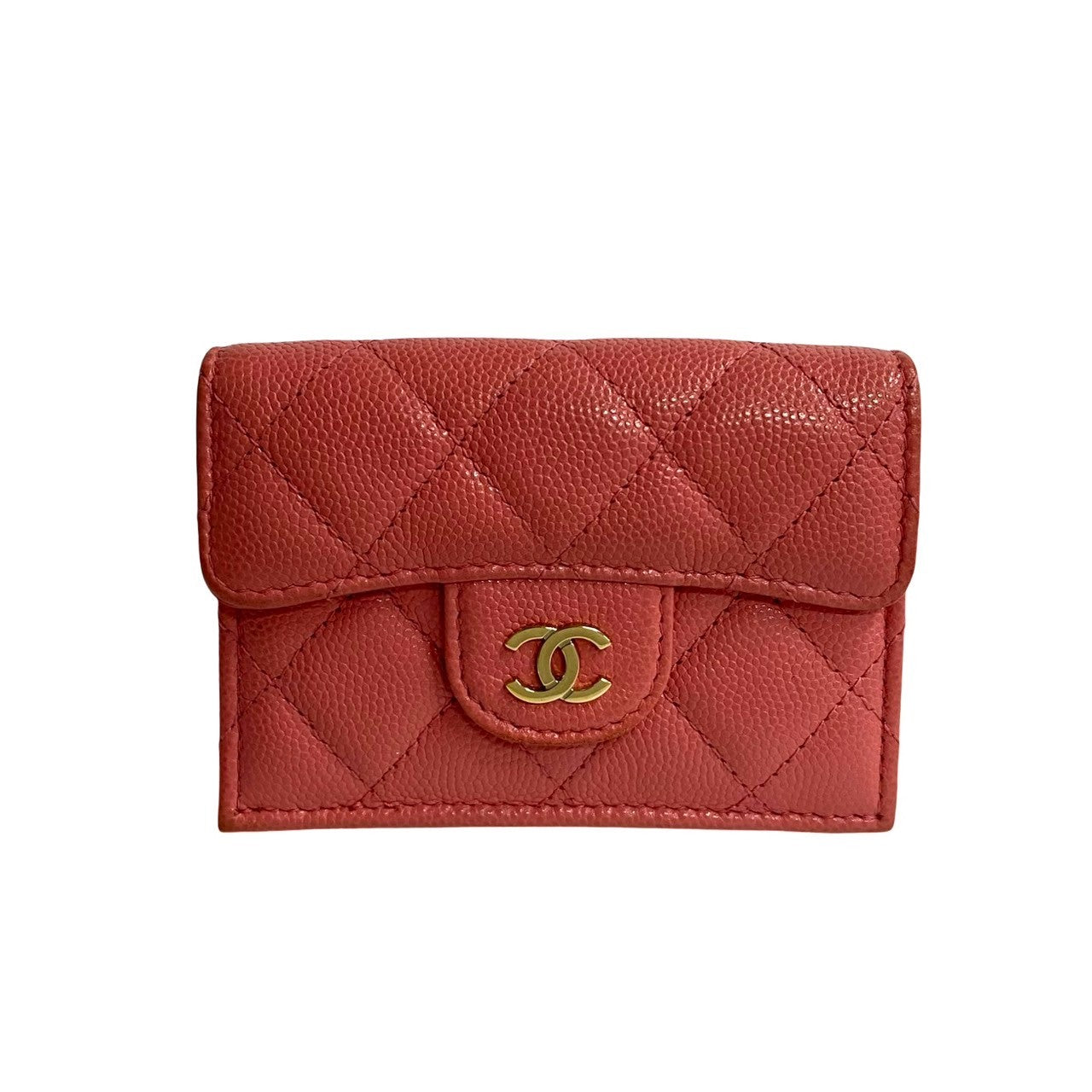 CHANEL Tri-fold wallet Matt caviar skin pink Matrasse