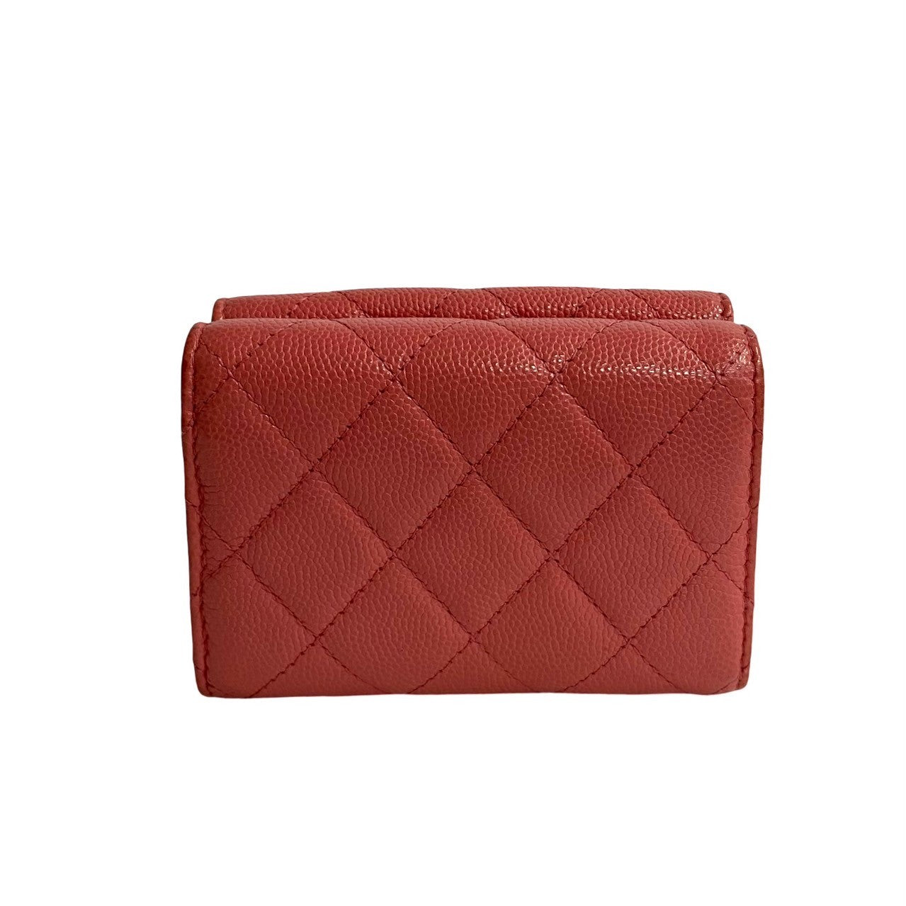 CHANEL Tri-fold wallet Matt caviar skin pink Matrasse