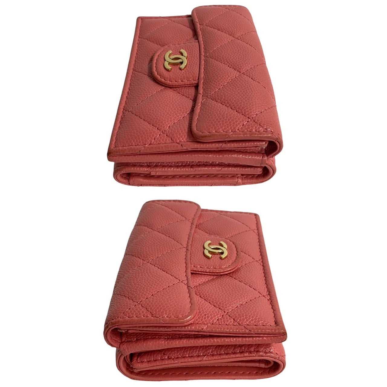CHANEL Tri-fold wallet Matt caviar skin pink Matrasse