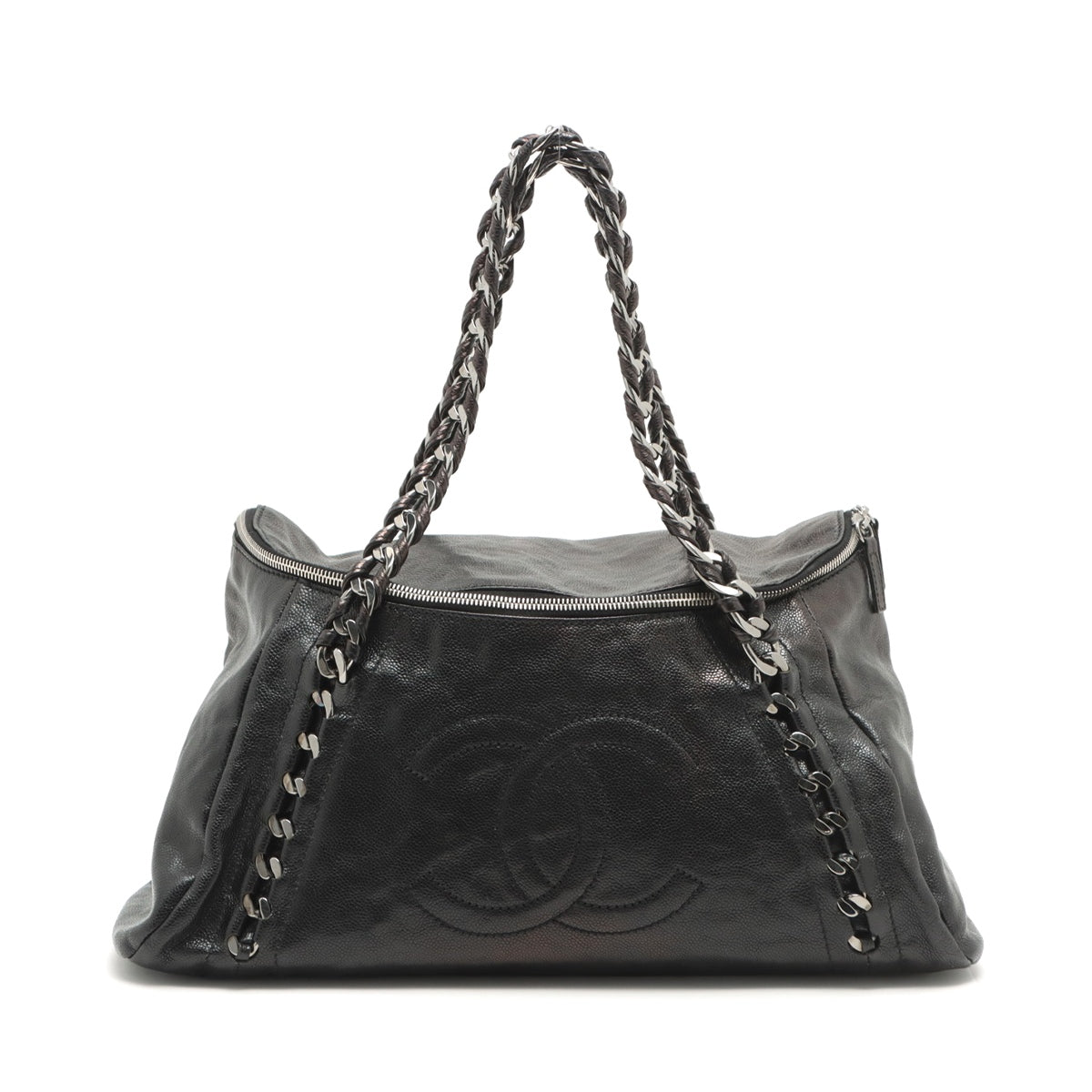 Chanel Coco Caviar S Tote Bag Black Silver G  11th