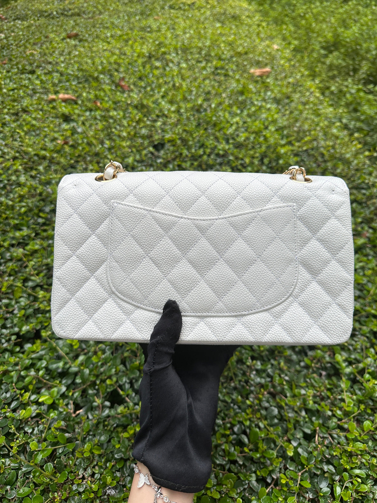 Chanel White Caviar Medium Classic Double Flap Bag