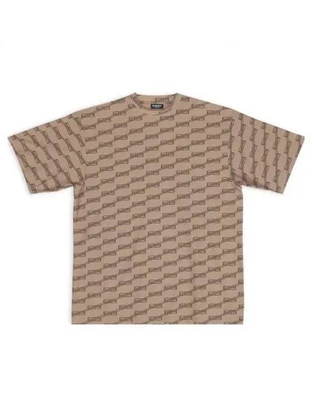 Luxury Balenciaga  Print Short Sleeve T-Shirt Beige