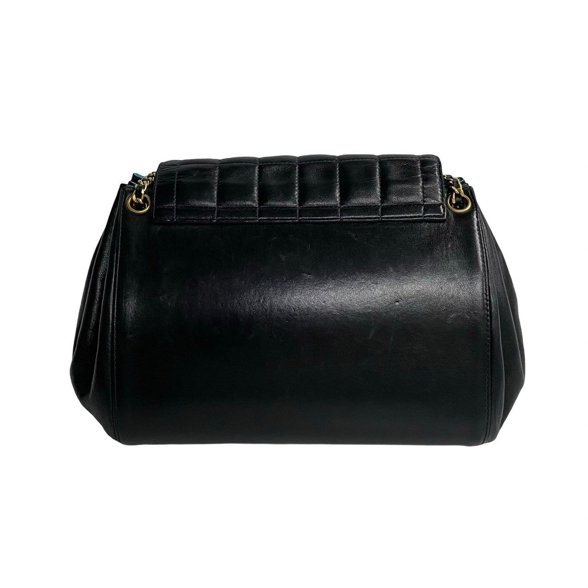 CHANEL Shoulder Bag lambskin black Chocolate bar