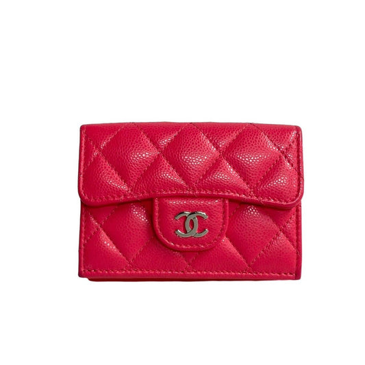 CHANEL Tri-fold wallet Matt caviar skin pink Matrasse