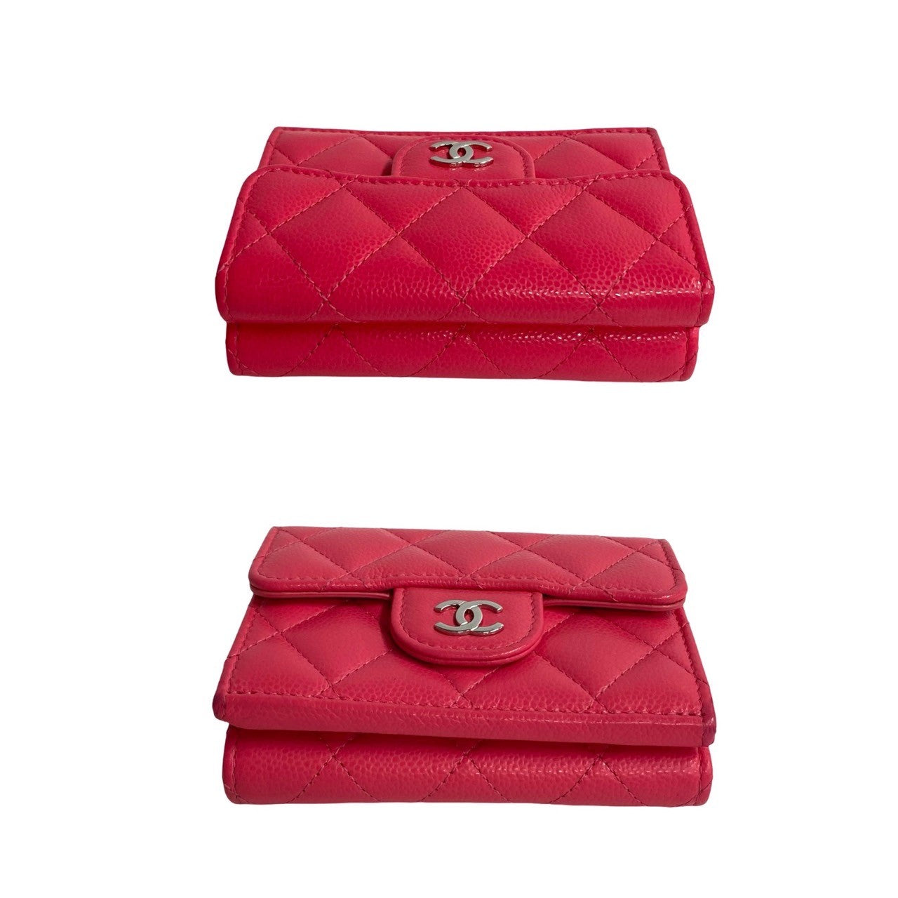 CHANEL Tri-fold wallet Matt caviar skin pink Matrasse