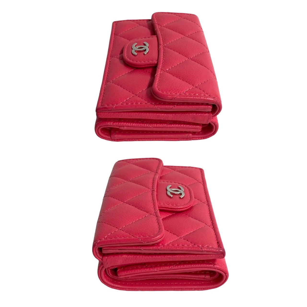 CHANEL Tri-fold wallet Matt caviar skin pink Matrasse
