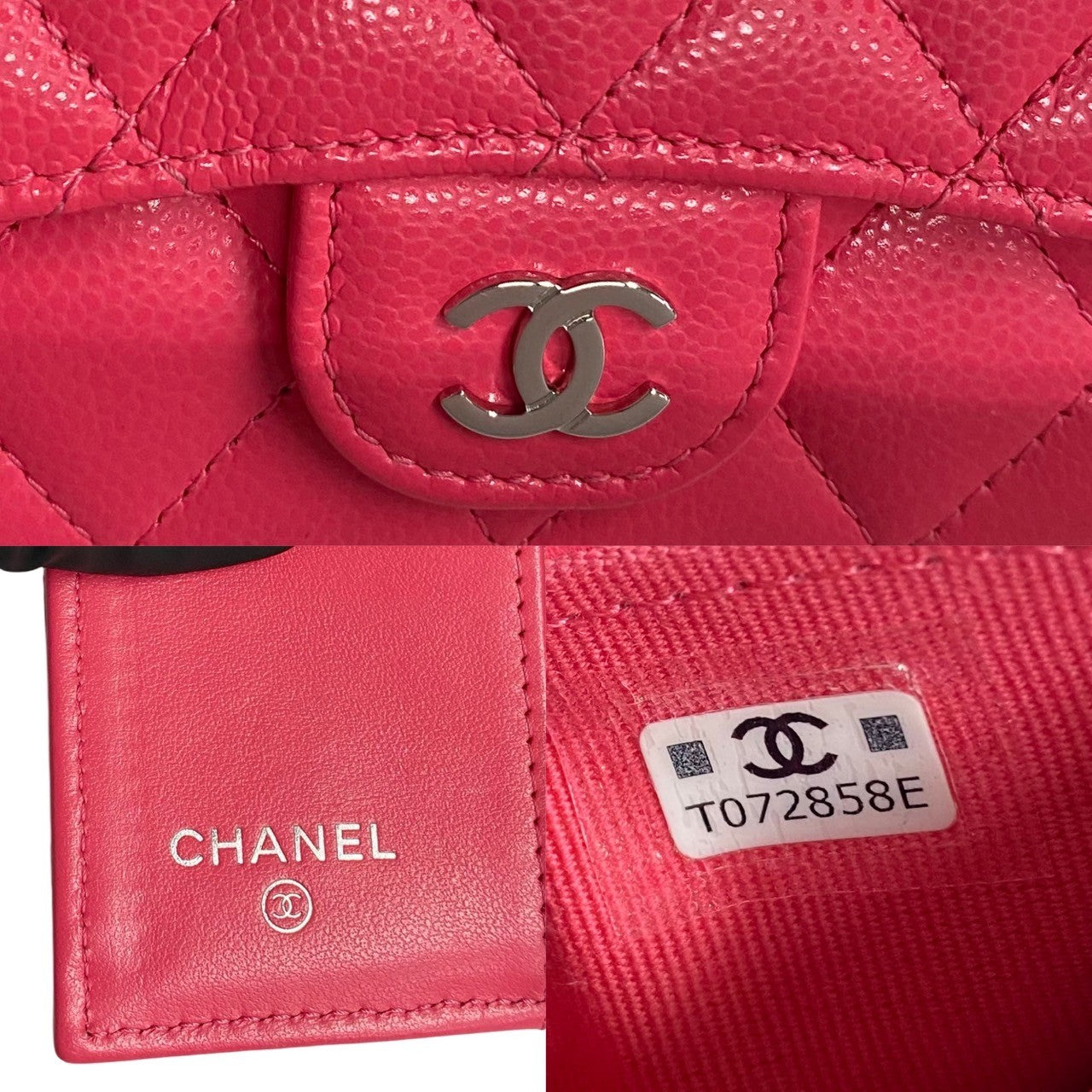 CHANEL Tri-fold wallet Matt caviar skin pink Matrasse