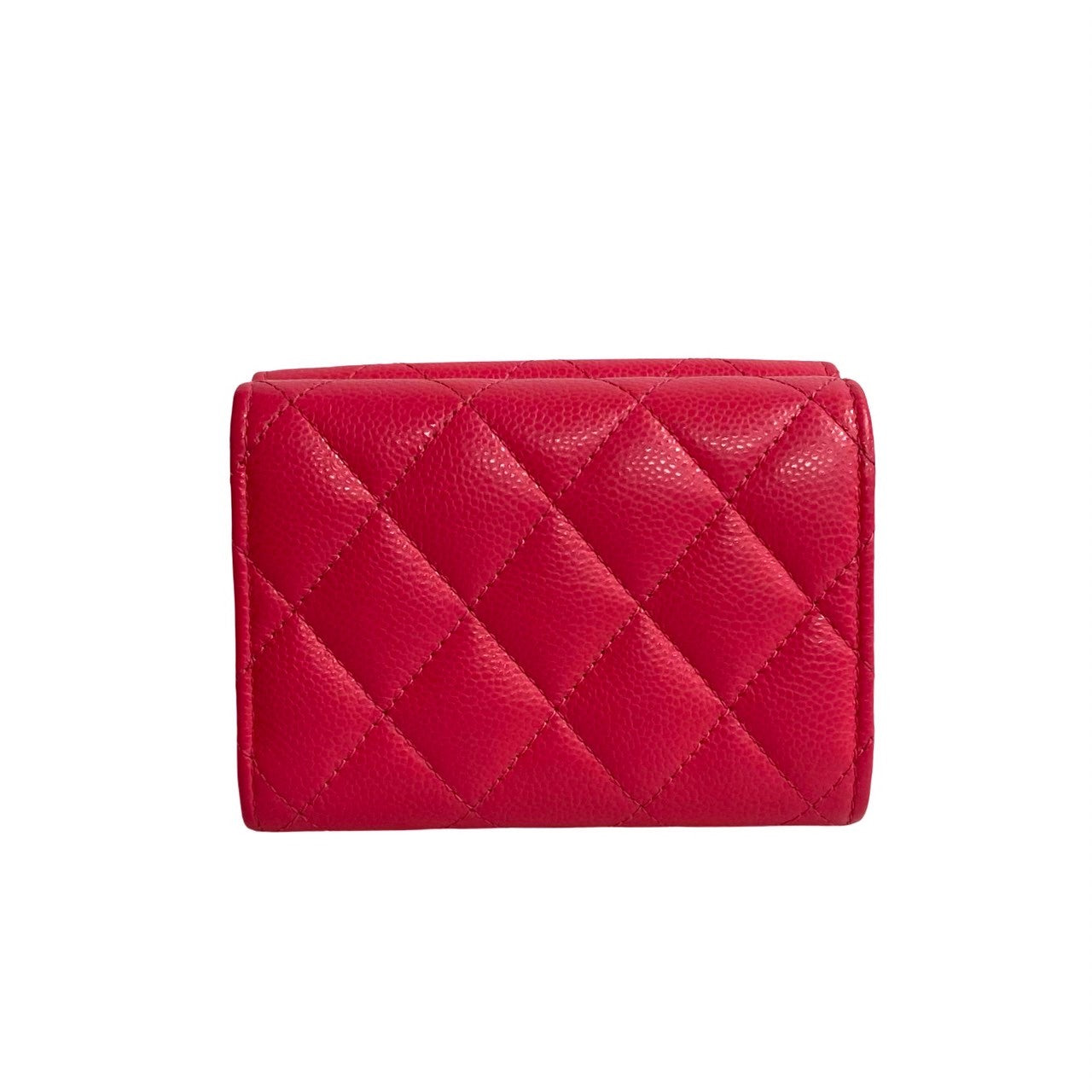 CHANEL Tri-fold wallet Matt caviar skin pink Matrasse