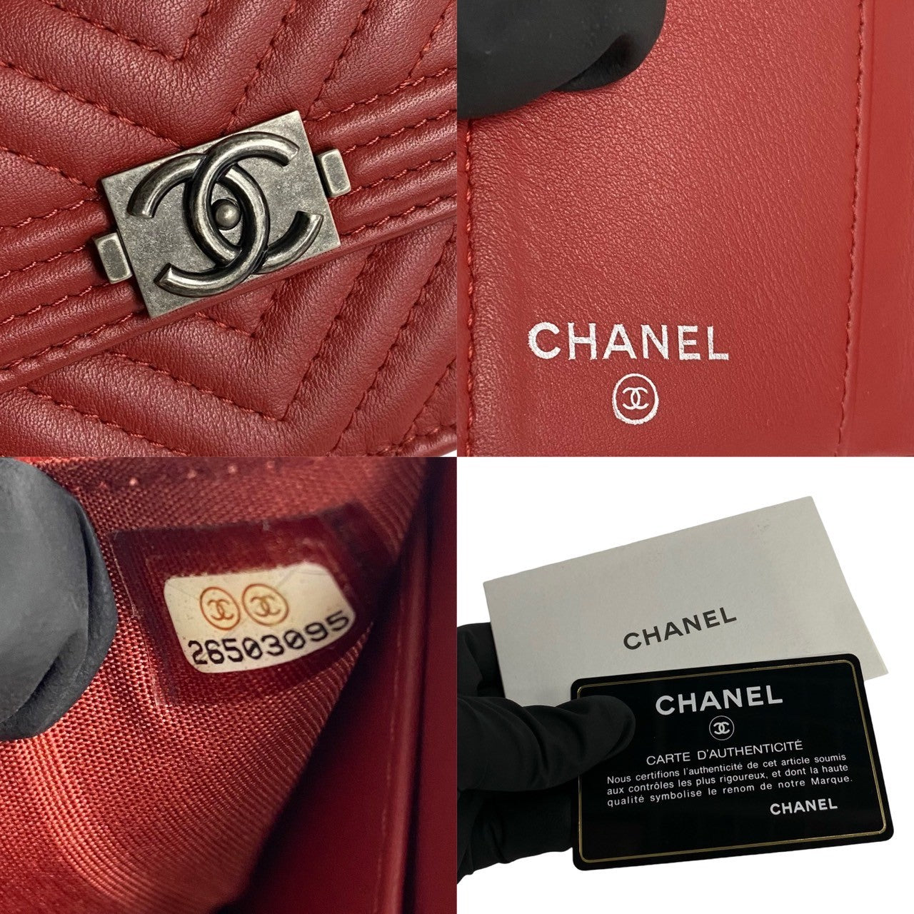 CHANEL Tri-fold wallet leather Red Boy chanel