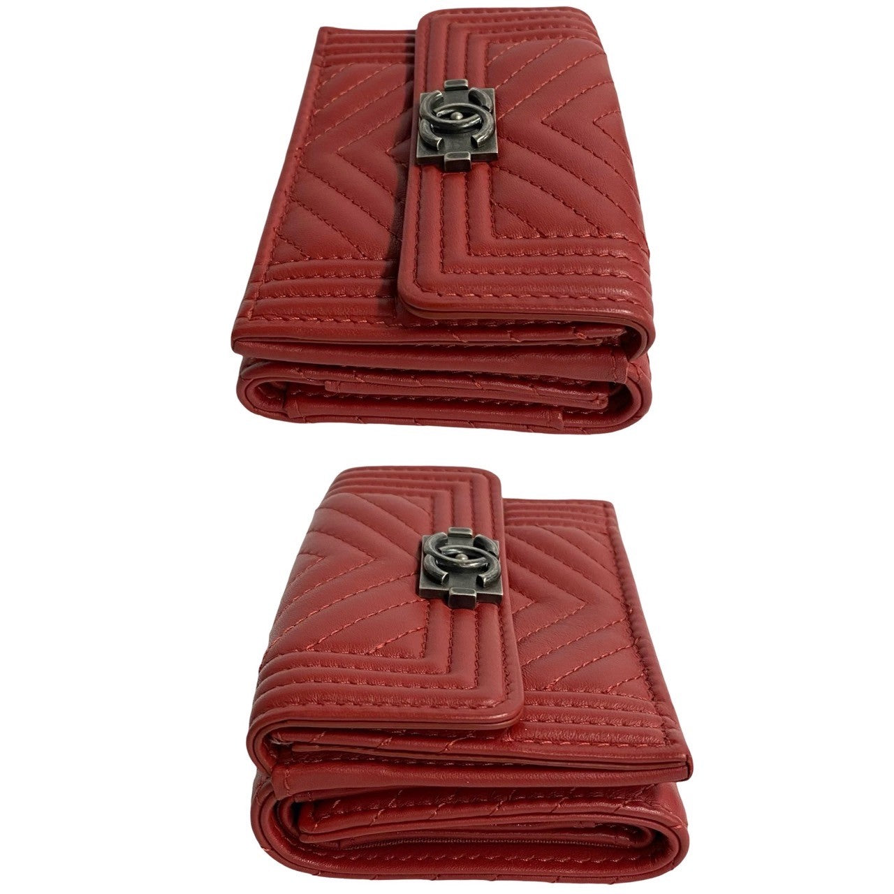 CHANEL Tri-fold wallet leather Red Boy chanel