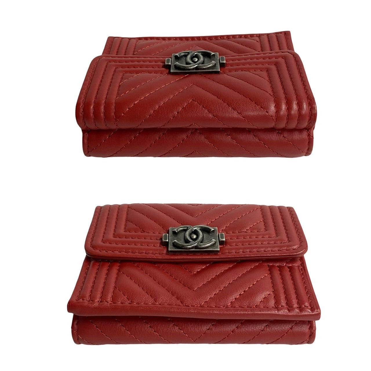 CHANEL Tri-fold wallet leather Red Boy chanel