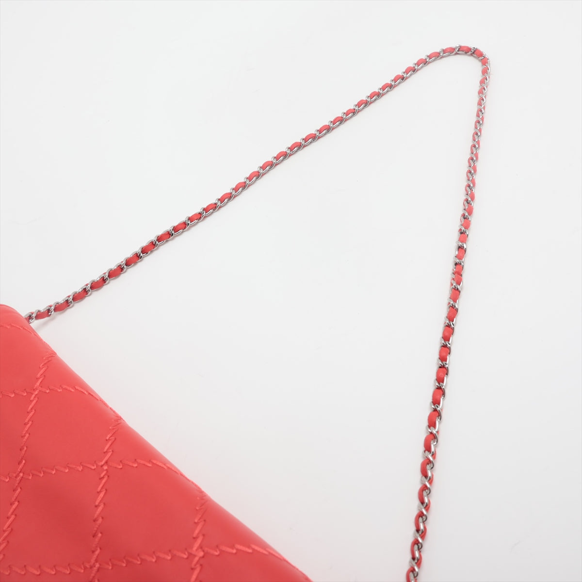 Chanel Ultra Stitch  Chain Wallet Red Silver G  14th A50041