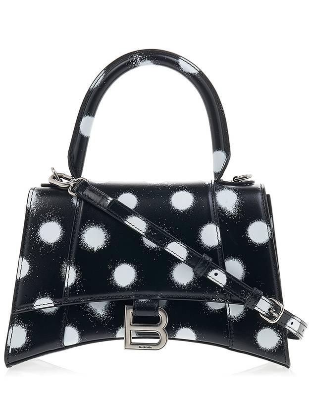 Luxury Balenciaga  Hourglass Small Polka Dot Leather Tote Bag Black