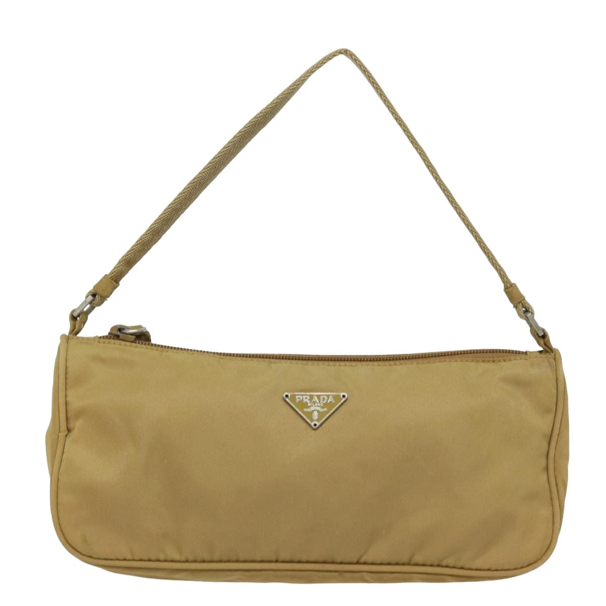 PRADA Accessory Pouch Nylon Beige Auth 78075