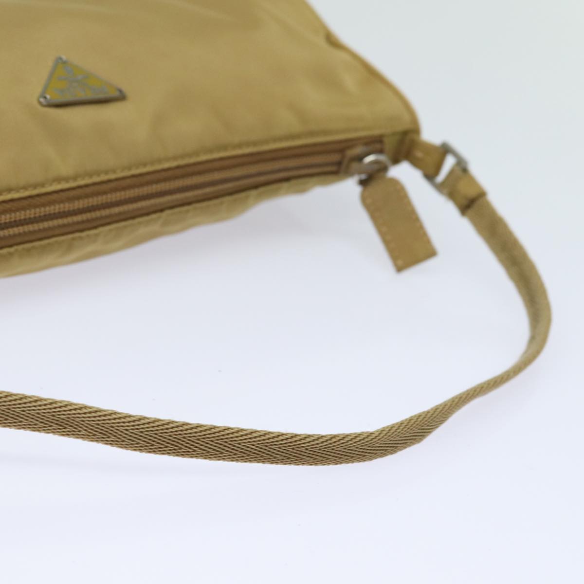 PRADA Accessory Pouch Nylon Beige Auth 78075