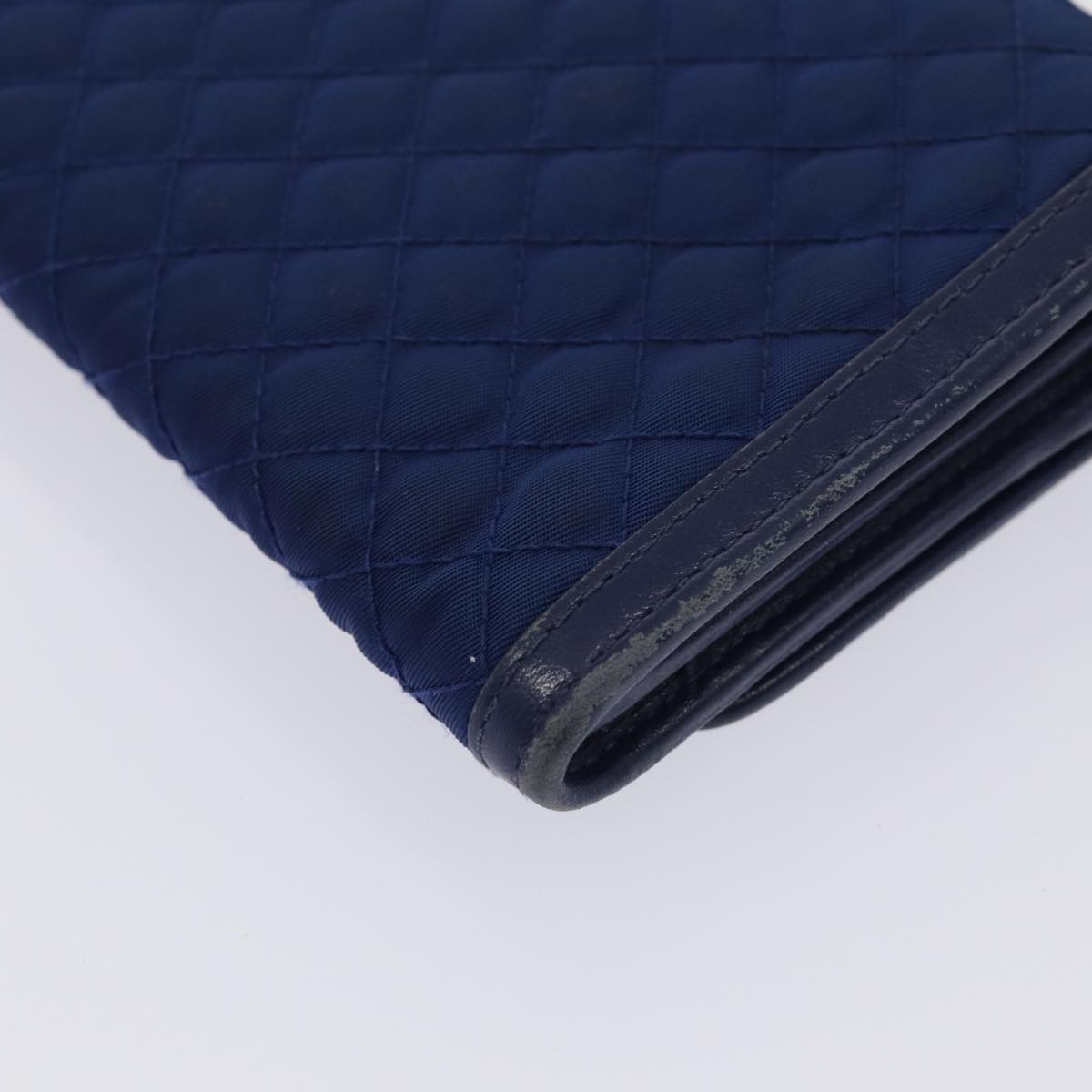 PRADA Shoulder Wallet Nylon Leather Blue Auth 78077