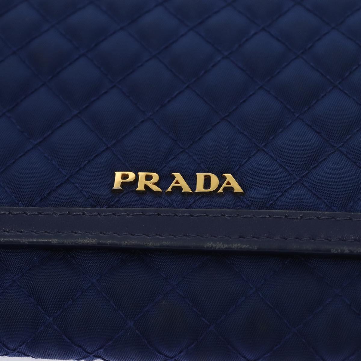 PRADA Shoulder Wallet Nylon Leather Blue Auth 78077