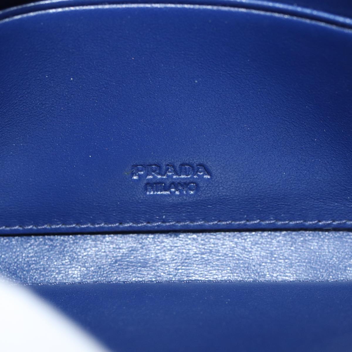 PRADA Shoulder Wallet Nylon Leather Blue Auth 78077