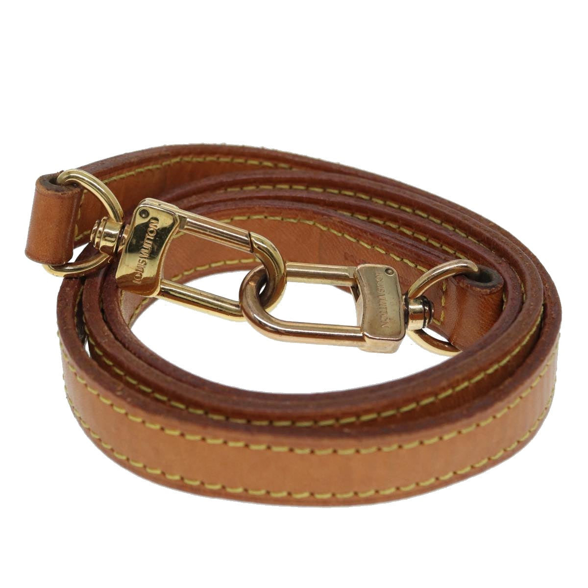 LOUIS VUITTON Shoulder Strap Leather 35.8" Beige LV Auth 78101