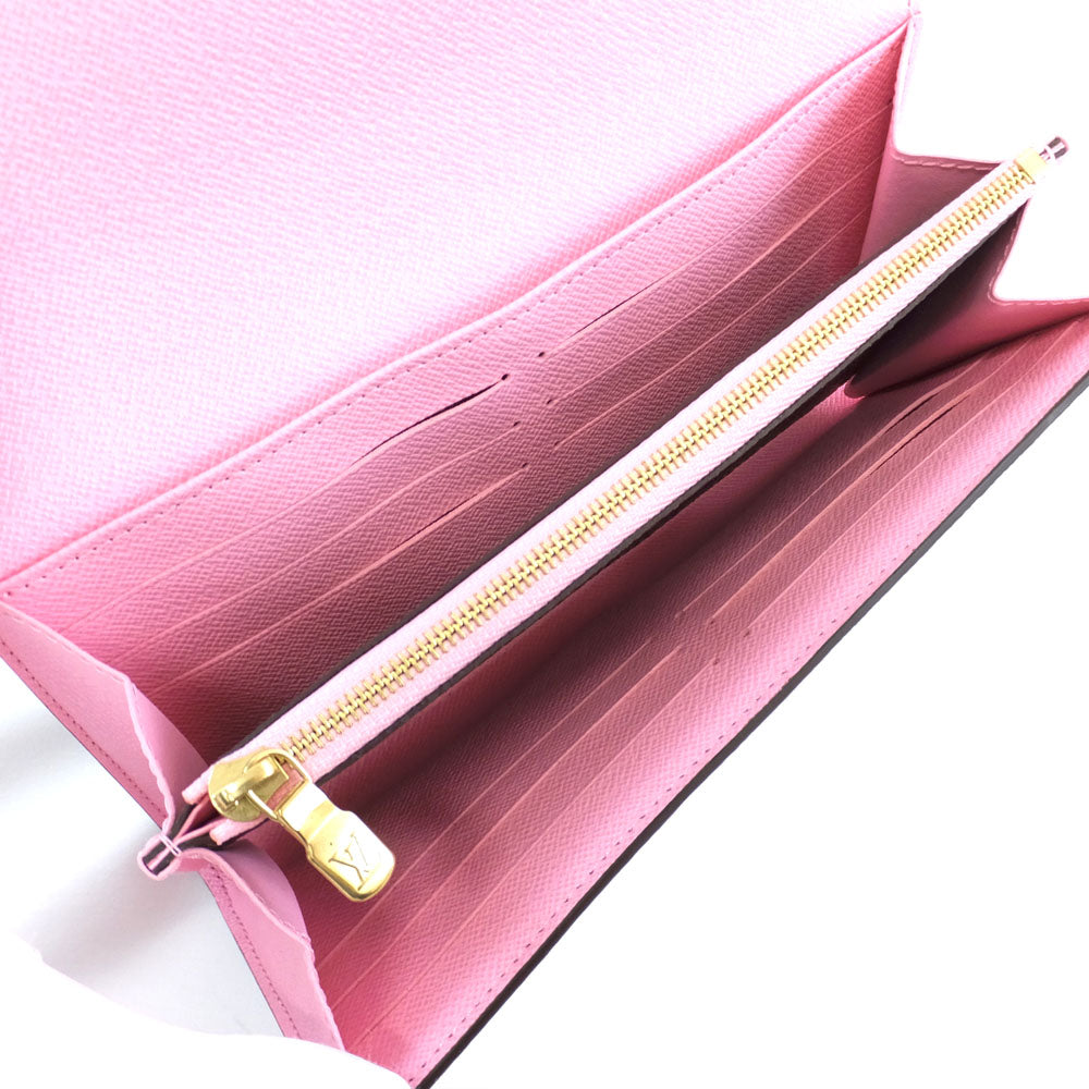 Louis Vuitton Portefolio Sarah NM Long Wallet N40722 Vivian Damielaine Brown Pink Background G Wallet Long Wallet