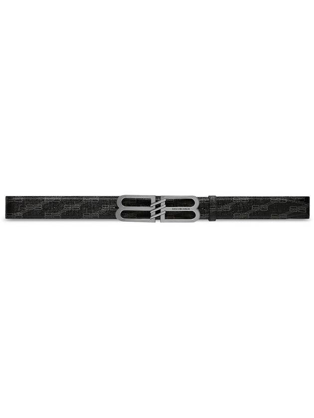 Luxury Balenciaga  BB Signature Monogram Canvas Leather Belt Black