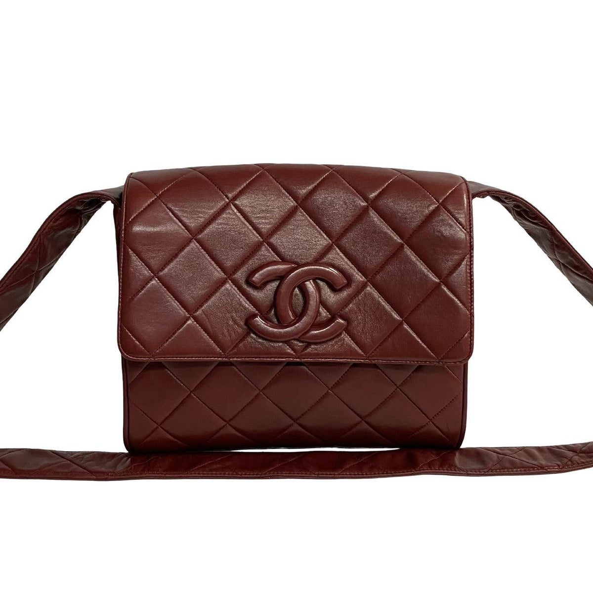 CHANEL Shoulder Bag lambskin Red Matrasse