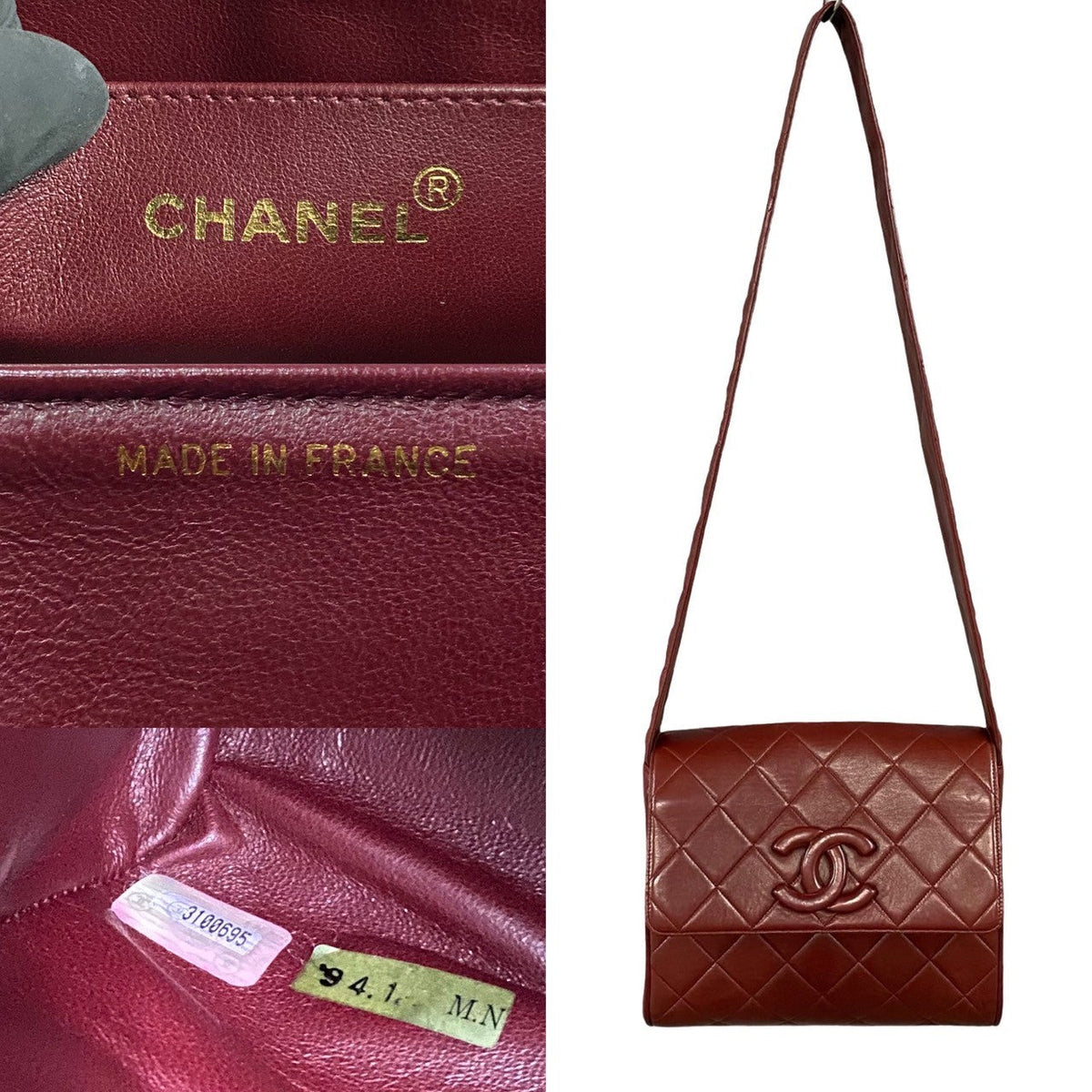 CHANEL Shoulder Bag lambskin Red Matrasse
