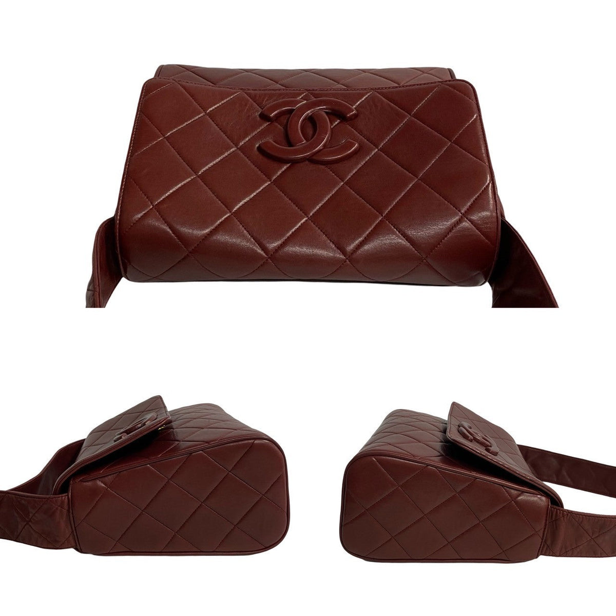 CHANEL Shoulder Bag lambskin Red Matrasse
