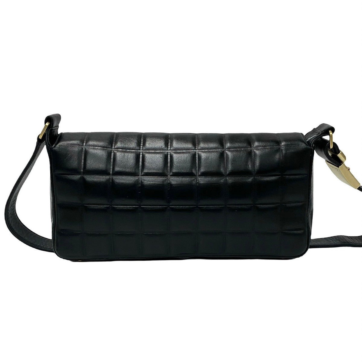 CHANEL Shoulder Bag lambskin black Chocolate bar
