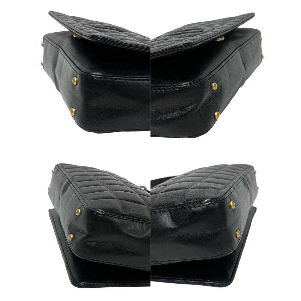 CHANEL Shoulder Bag lambskin black Chocolate bar