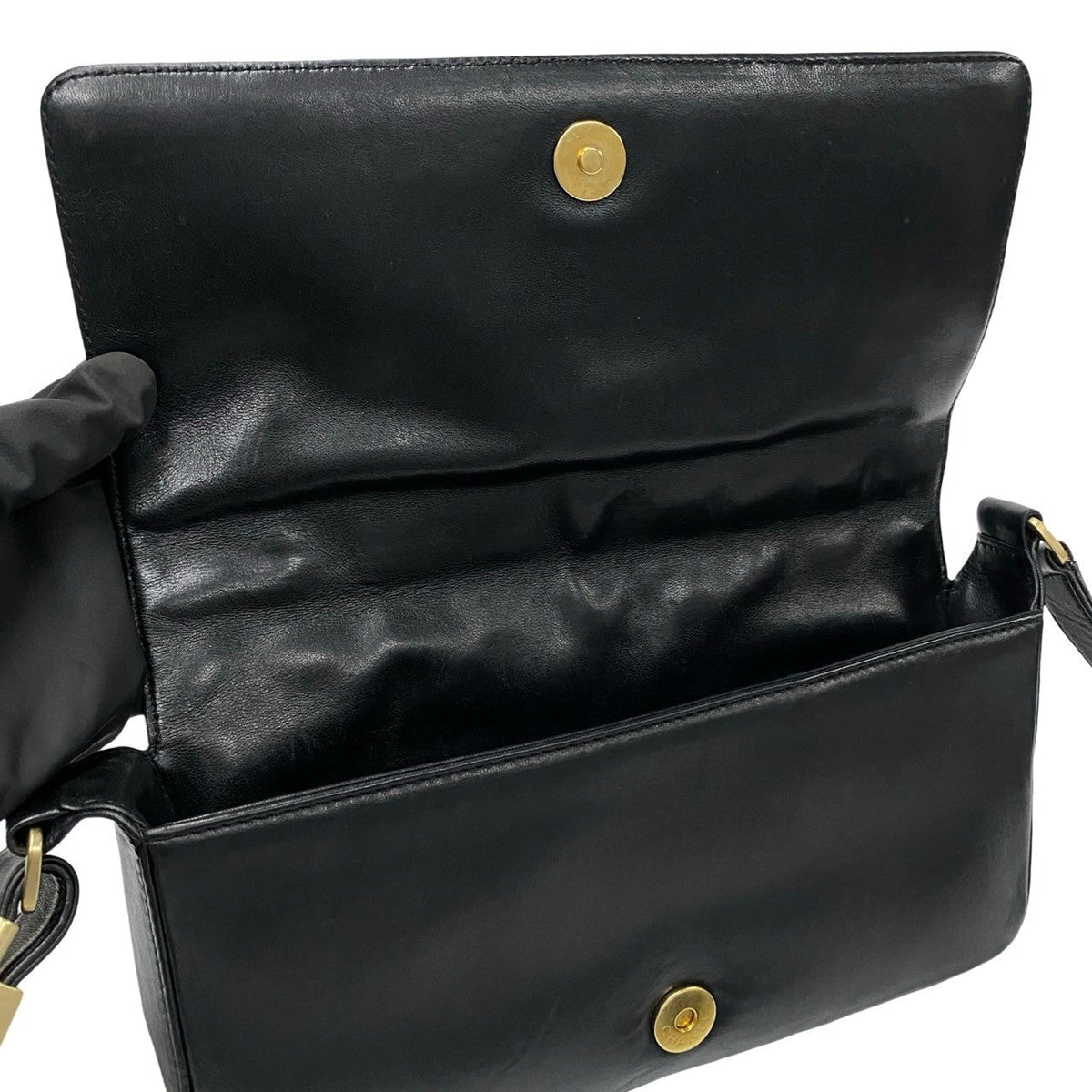 CHANEL Shoulder Bag lambskin black Chocolate bar