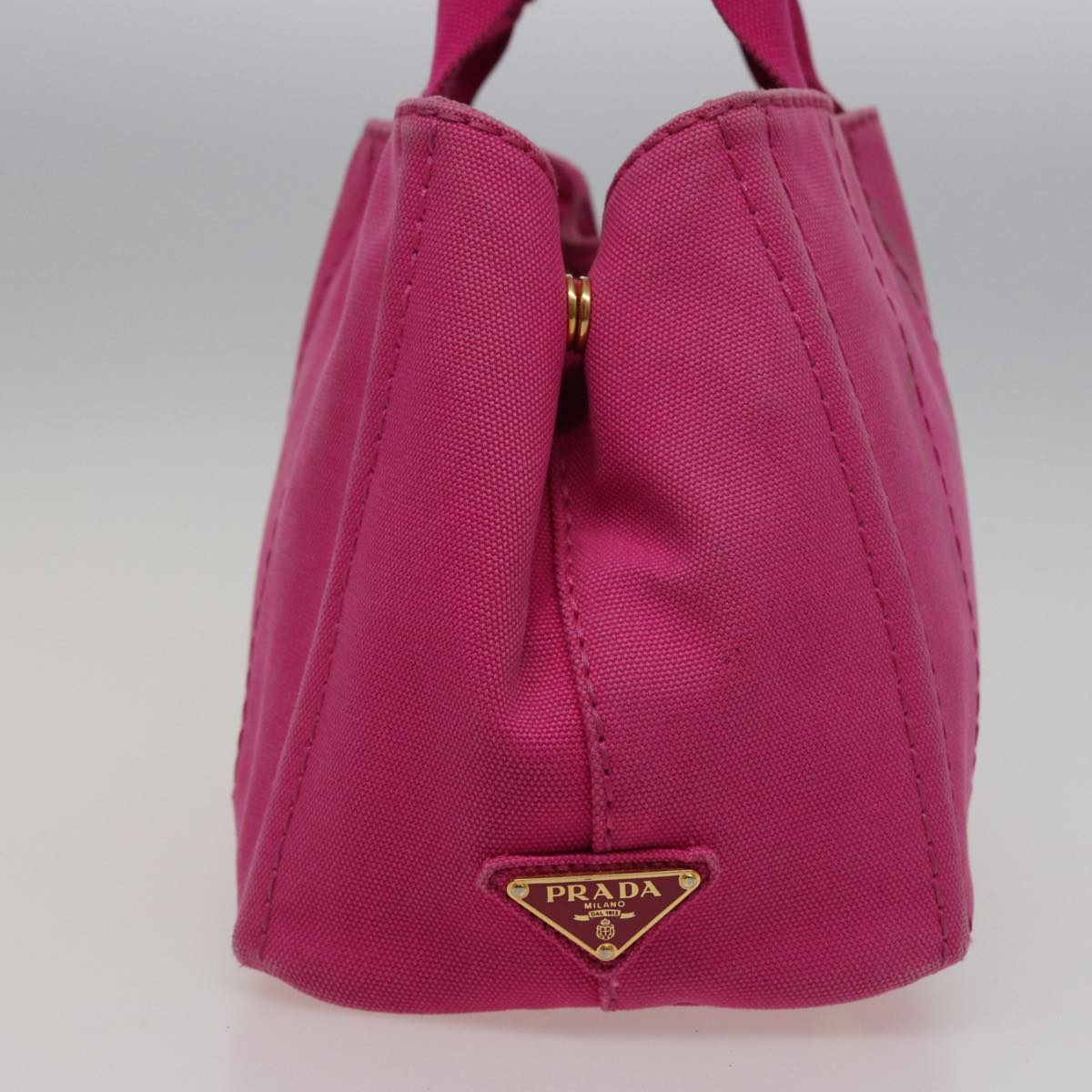 PRADA Canapa PM Hand Bag Canvas Pink Auth 78227