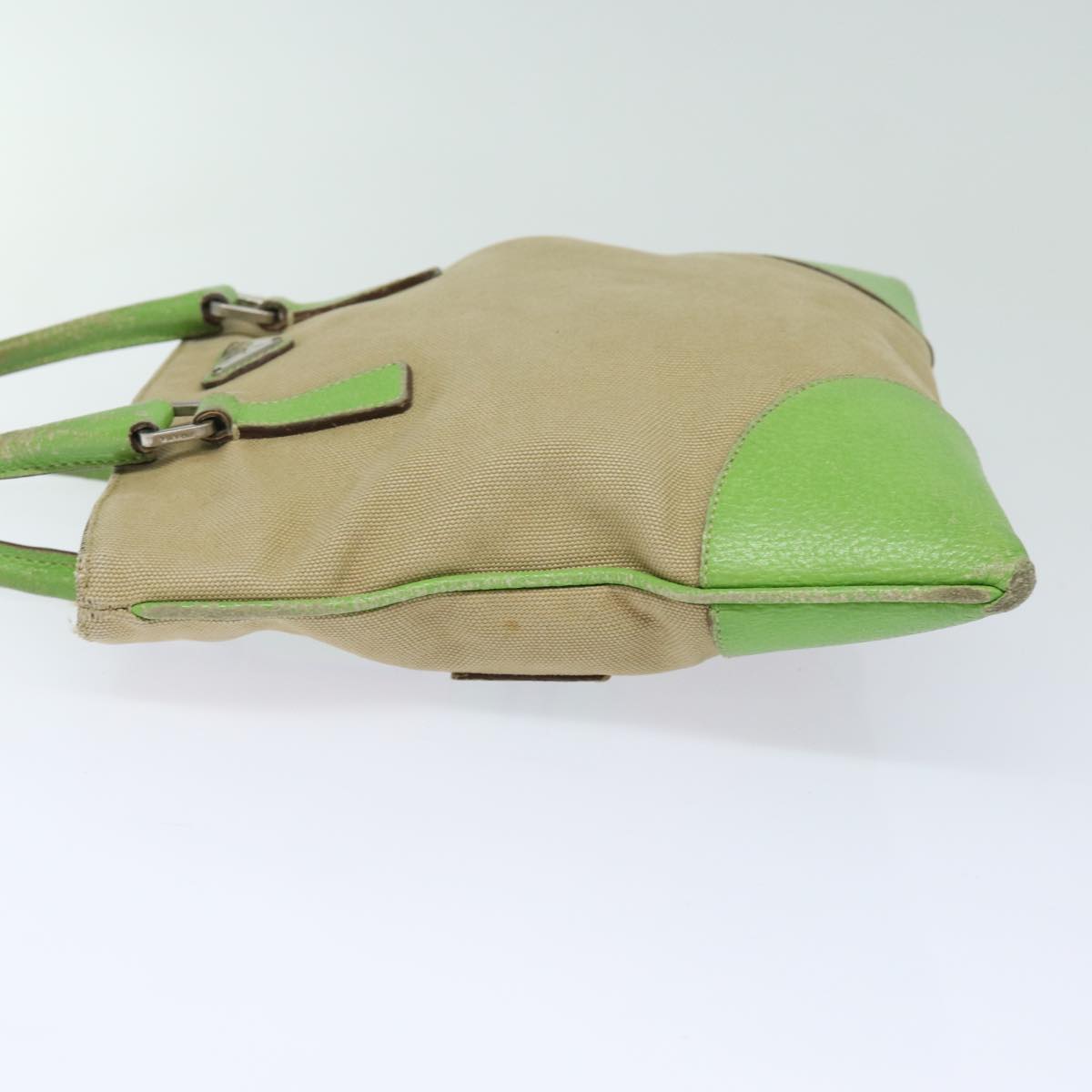 PRADA Hand Bag Canvas Beige Auth 78255