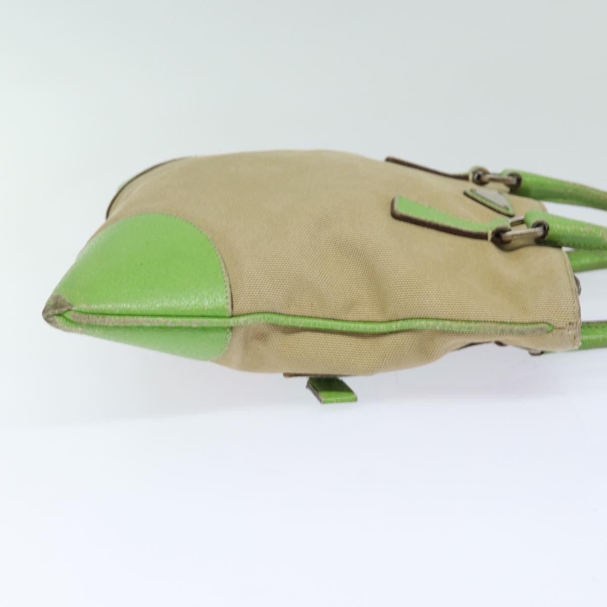 PRADA Hand Bag Canvas Beige Auth 78255