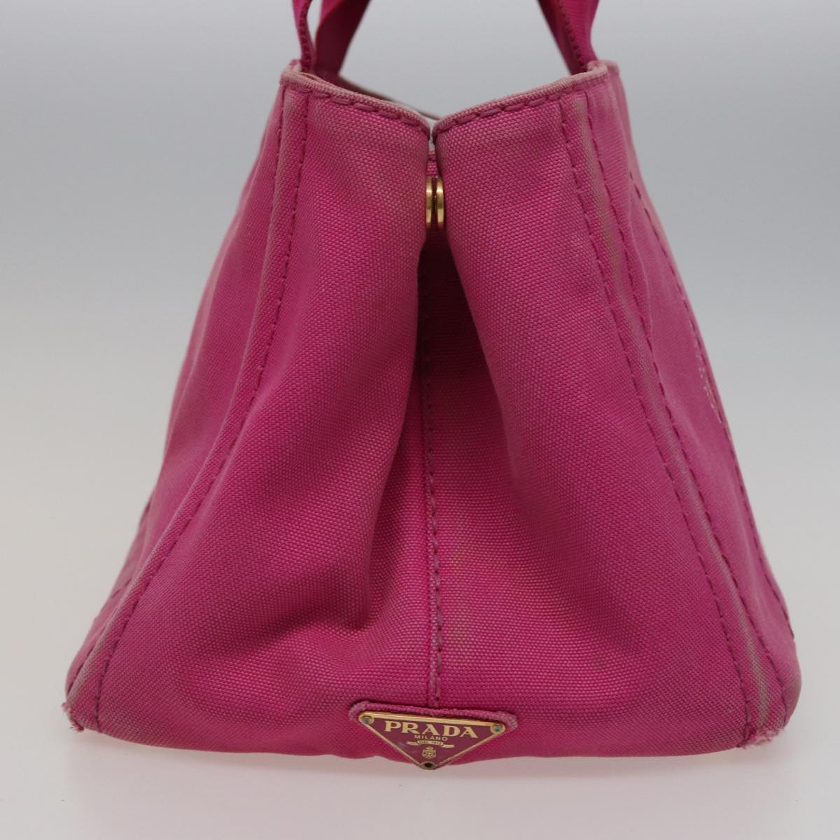 PRADA Canapa MM Hand Bag Denim Pink Auth 78268