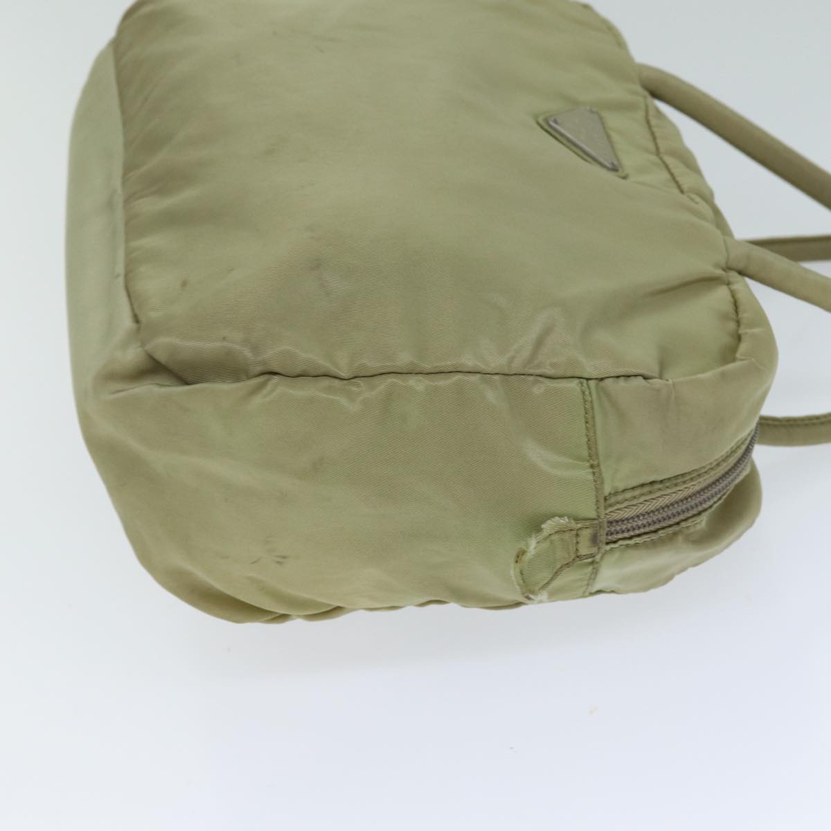 PRADA Hand Bag Nylon Beige Auth 78330