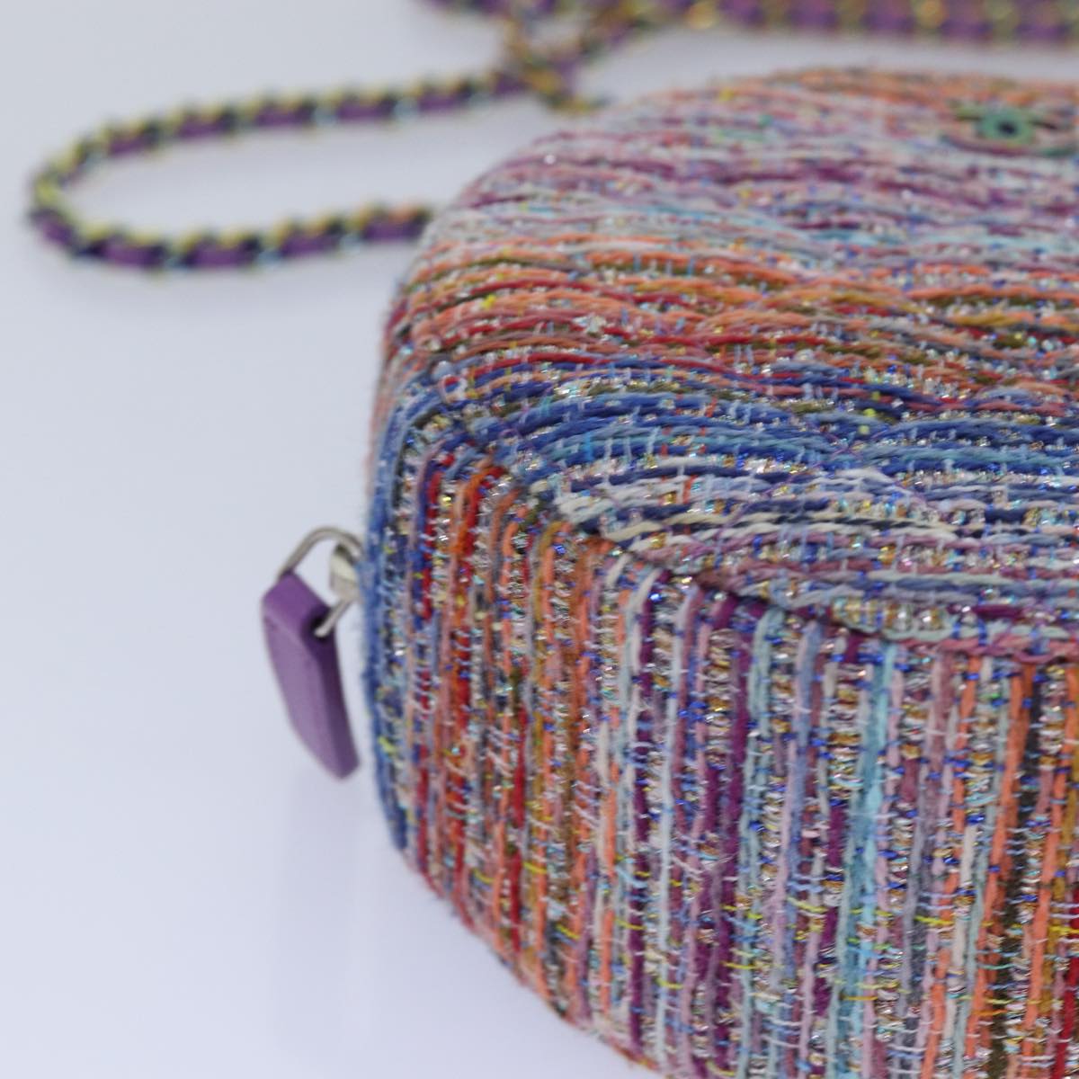 Top Quality Chanel Matelasse Chain Shoulder Bag Tweed Rainbow CC Auth 78364S